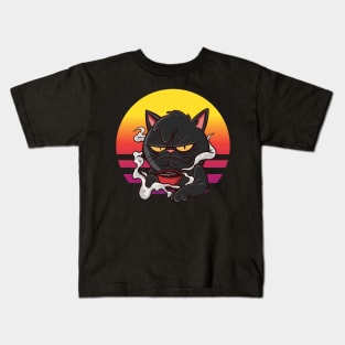 Retro Cat Coffee Kids T-Shirt